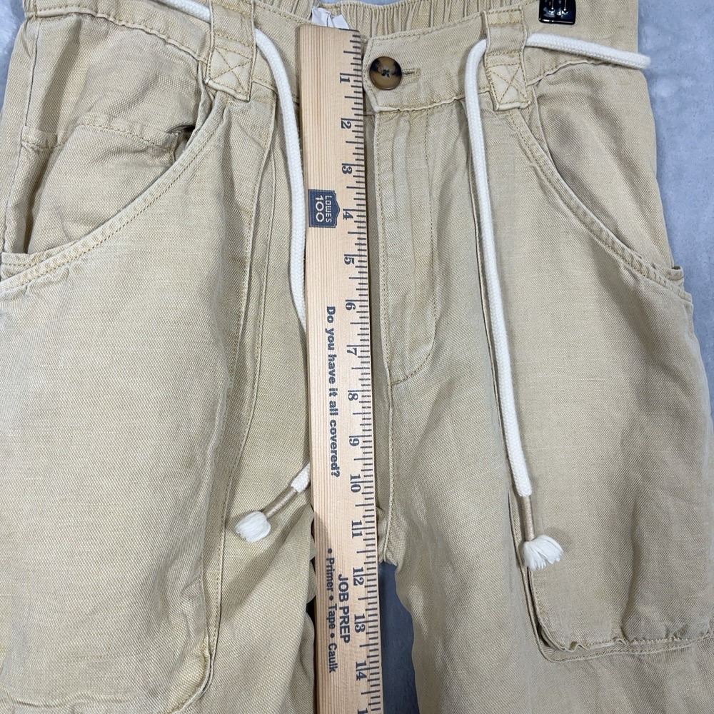 Joie Women Utility Pants 2 Citronelle Faded Wash Retro Wide Leg Linen Blend - Picture 4 of 10